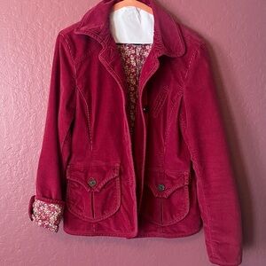 GAP Corduroy Rose/Fushia and Cream Floral Jacket. Size 8